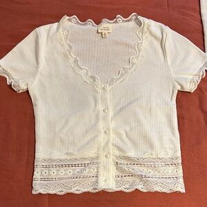 Caution To The Wind White Lace Crop Top